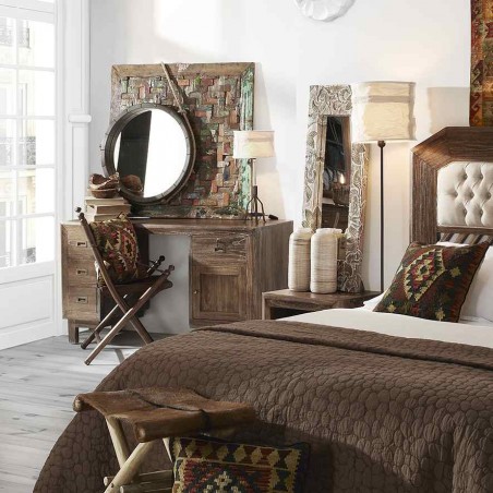 Escritorio rústico madera maciza mindi natural oscuro 135x60x76h