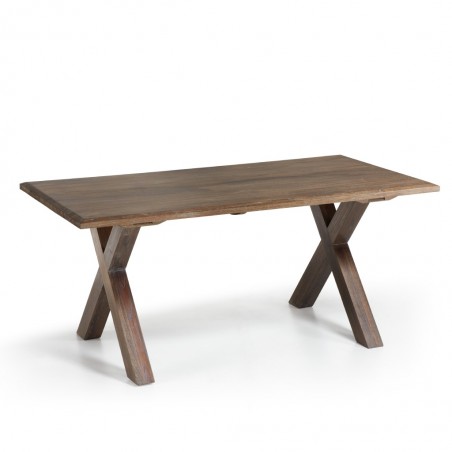 Mesa comedor madera maciza mindi natural oscuro 180x90x78h