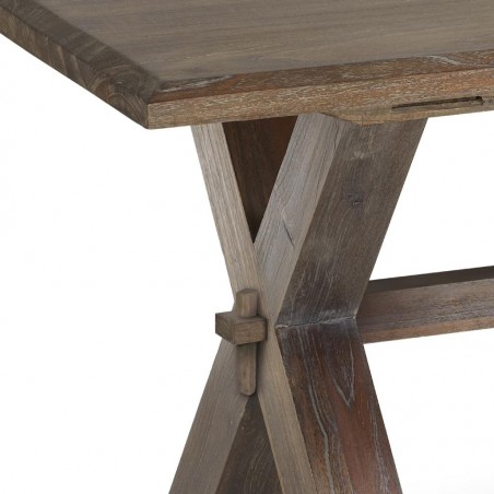 Mesa comedor madera maciza mindi natural oscuro 180x90x78h