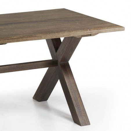 Mesa comedor madera maciza mindi natural oscuro 180x90x78h