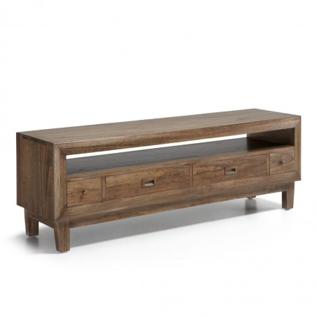 Mueble TV madera maciza 4 cajones y hueco 150x40x50h