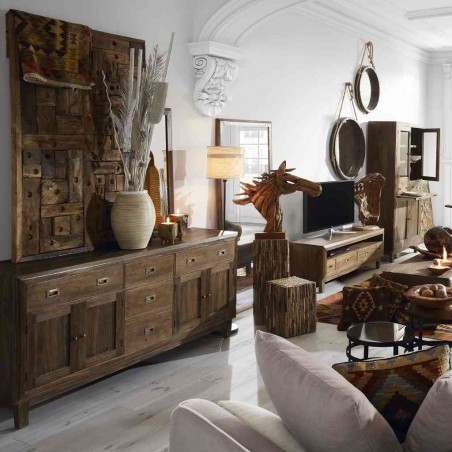 Espejo de pared o pie marco natural oscuro 180x80cm