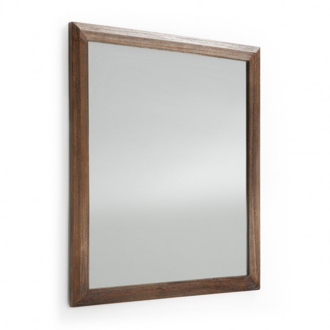 Espejo de pared marco madera natural oscuro 100x80cm