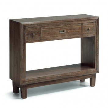 Consola estilo rustico madera maciza natural oscuro 100x30x80h
