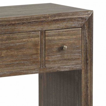 Consola estilo rustico madera maciza natural oscuro 100x30x80h 2