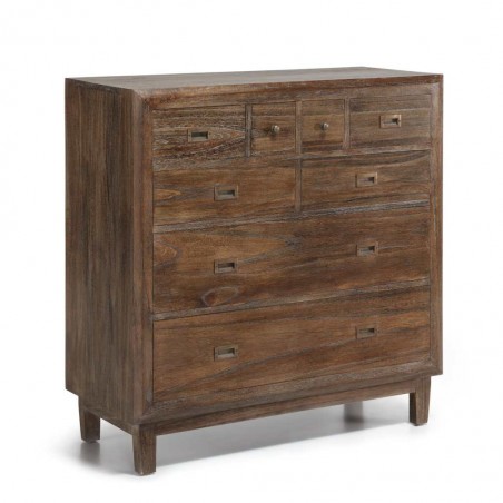 Cómoda estilo rústico madera maciza 8 cajones 110x45x110h