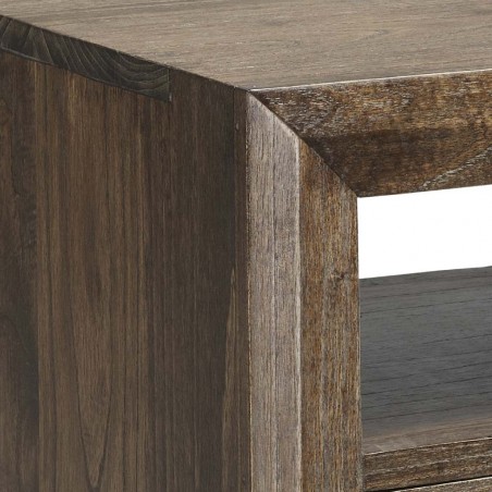 Mesita de noche estilo rústico madera maciza 2 cajones 45x40x55h