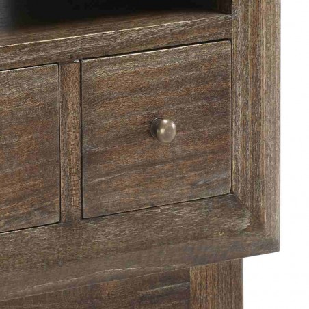 Mesita de noche estilo rústico madera maciza 2 cajones 45x40x55h