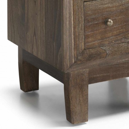 Mesita de noche estilo rústico madera maciza 2 cajones 45x40x55h