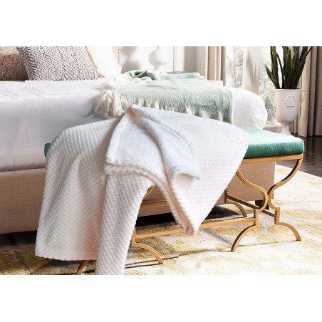 Manta Haryana Ivori de tacto suave en tono marfíl - 130x170cm