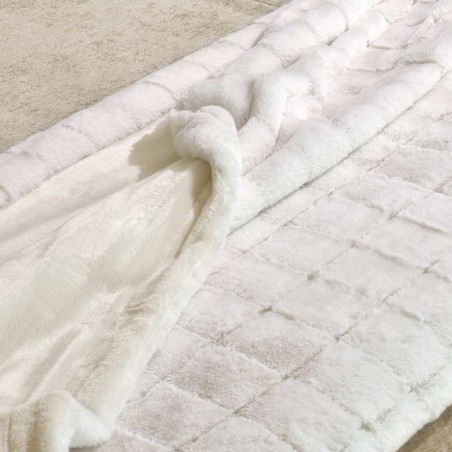 Manta Bombaim de tacto suave en tono blanco - 150x200cm