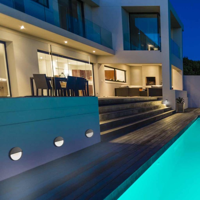 Aplique pared exterior redondo 11cm gris oscuro - led 3W