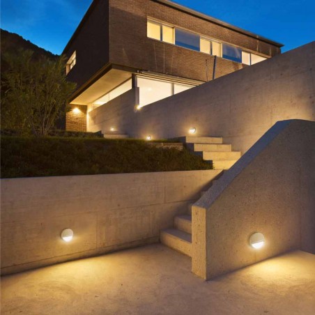 Aplique pared exterior redondo 11cm color blanco - led 3W