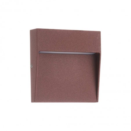 Aplique pared exterior cuadrado 10,5cm marrón - led 3W