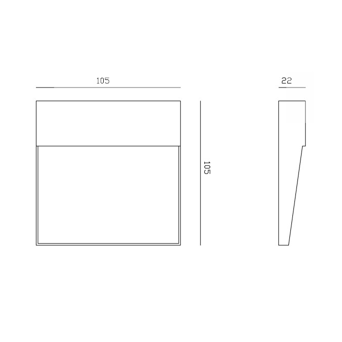 Aplique pared exterior cuadrado 10,5cm gris oscuro - led 3W