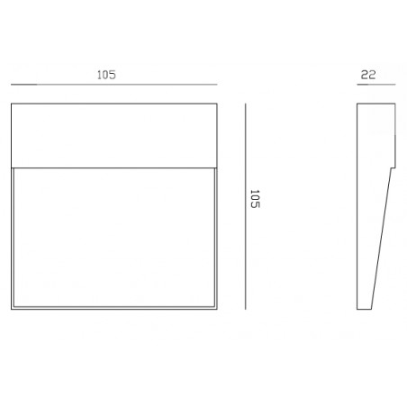 Aplique pared exterior cuadrado 10,5cm gris oscuro - led 3W