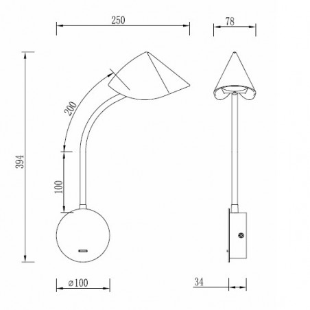 Aplique de lectura con luz led serie GOA negro
