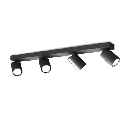 Regleta 4 focos orientables techo o pared SAL negro