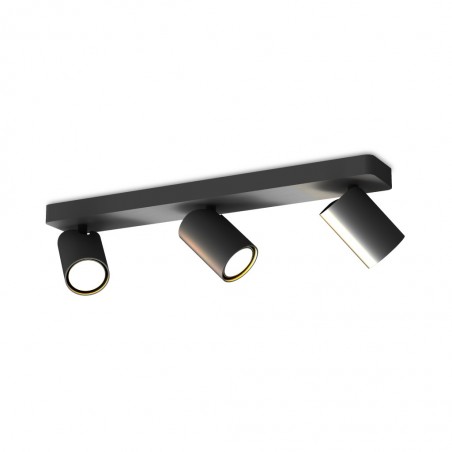 Regleta 3 focos orientables techo o pared serie SAL negro