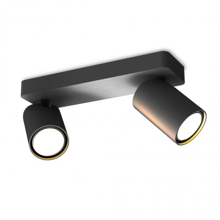 Regleta 2 focos orientables techo o pared serie SAL negro