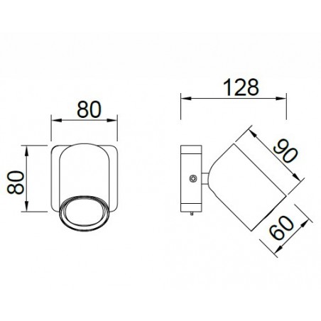 Aplique con foco orientable serie SAL negro con interruptor