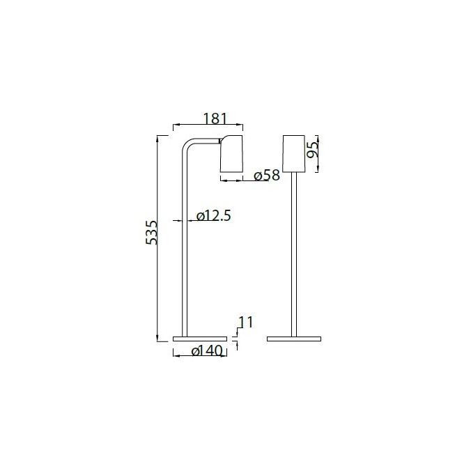 Lámpara sobremesa 53,5cm con foco orientable serie SAL negro
