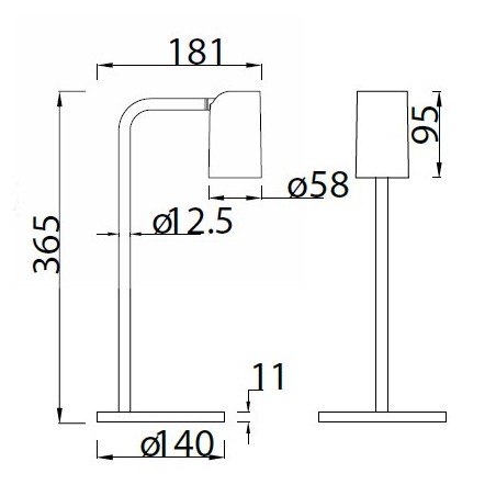 Lámpara sobremesa 36,5cm con foco orientable serie SAL blanco