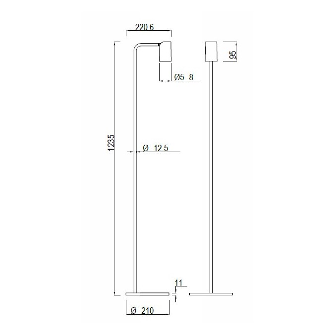 Lámpara pie de salón con foco orientable serie SAL blanco