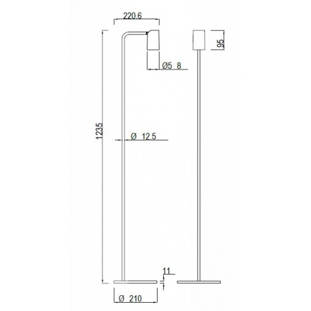 Lámpara pie de salón con foco orientable serie SAL blanco