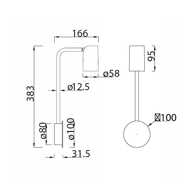 Aplique de pared con foco orientable serie SAL negro sin interruptor