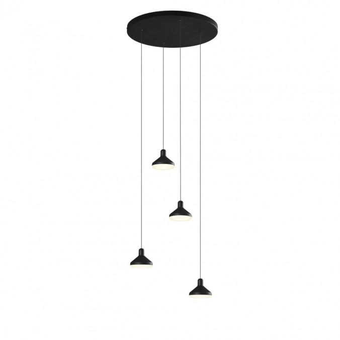 Lámpara de techo LED con base con 3 focos regulables en altura de aluminio  en negro