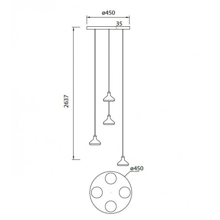 Lámpara colgante de techo redonda 4 luces LED