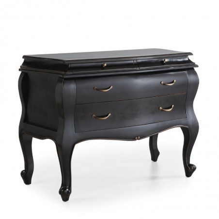 Cómoda de estilo neoclásico madera caoba en negro 110x55x80h