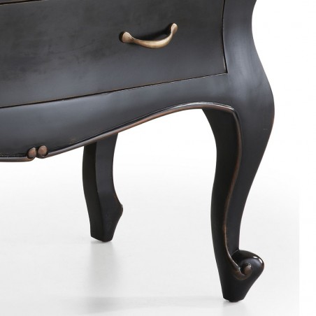 Cómoda de estilo neoclásico madera caoba en negro 110x55x80h