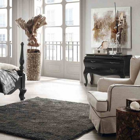 Cómoda de estilo neoclásico madera caoba en negro 110x55x80h