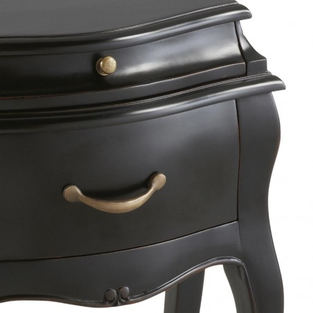 Mesita de noche estilo neoclásico madera caoba en negro 57x40x70h