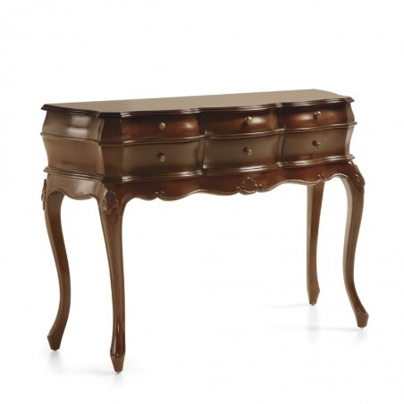 Consola de estilo neoclásico madera caoba  6 cajones 108x40x78h