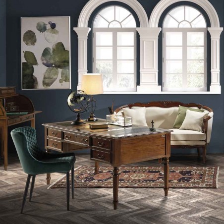 Escritorio de estilo neoclásico serie Victorian  5 cajones 160x80x79