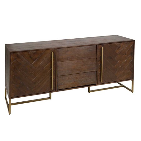 Aparador estilo mid century tono nogal y dorado - 180x45x80h