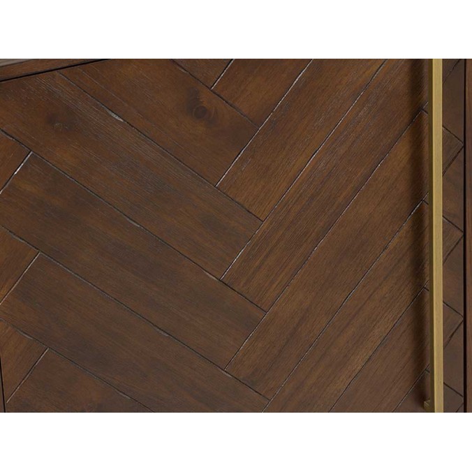 Aparador estilo mid century tono nogal y dorado - 180x45x80h