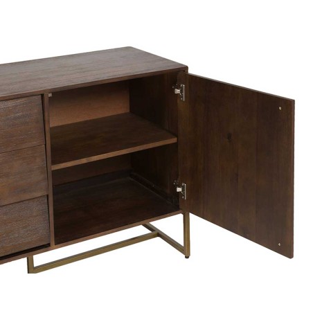 Aparador estilo mid century tono nogal y dorado - 180x45x80h