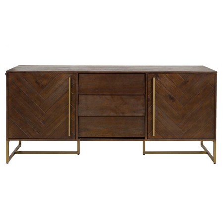 Aparador estilo mid century tono nogal y dorado - 180x45x80h