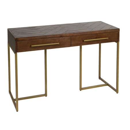 Consola estilo mid century tono nogal y dorado - 120x45x75h