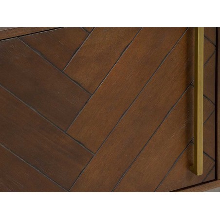 Mueble TV estilo mid century tono nogal y dorado - 180x45x60h