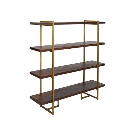 Estantería estilo mid century tono nogal y dorado - 140x35x146h