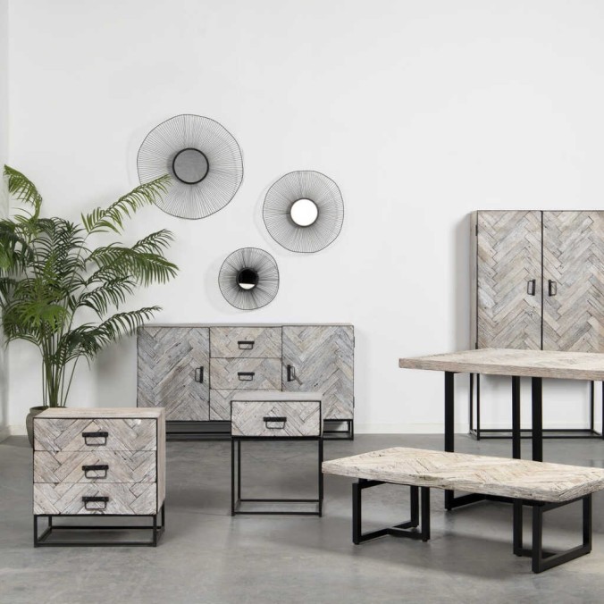 cabinet alto madera mango-metal 90x38x160 cm