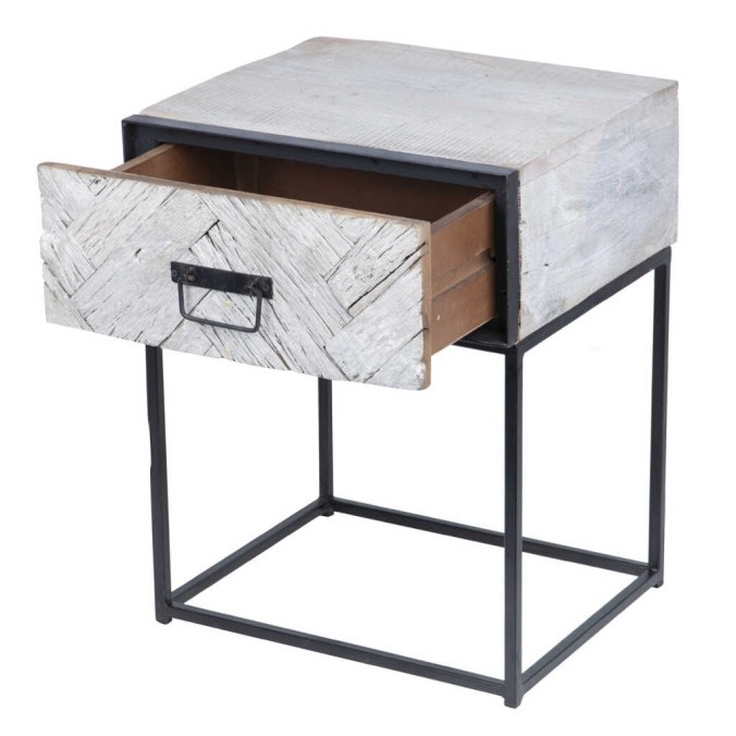 mesita madera mango-metal 45x40x58 cm