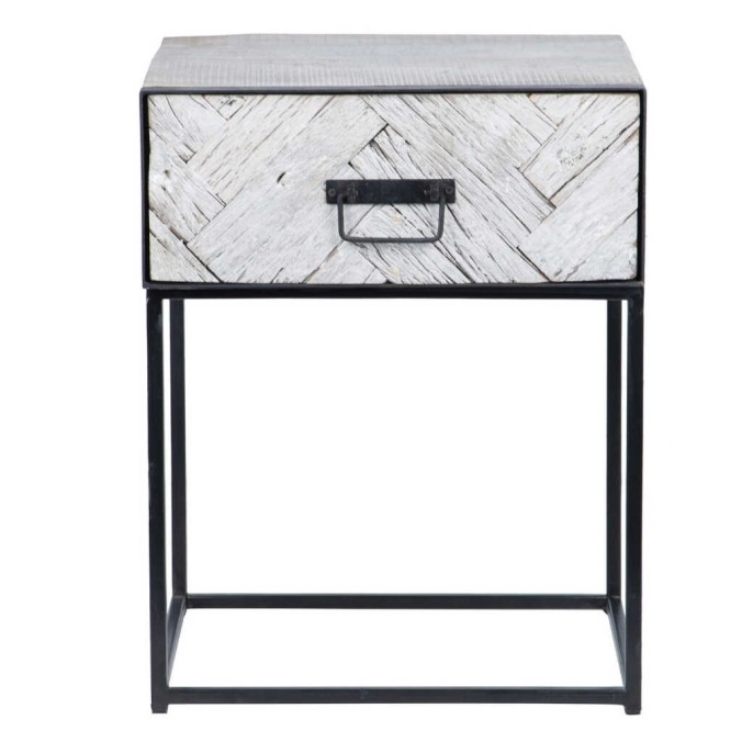 mesita madera mango-metal 45x40x58 cm