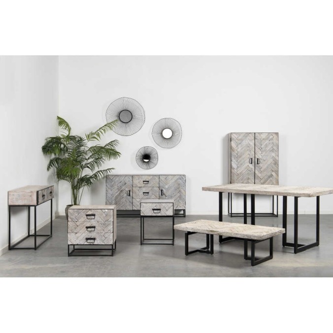 mesa comedor madera mango-metal 160x90x76 cm