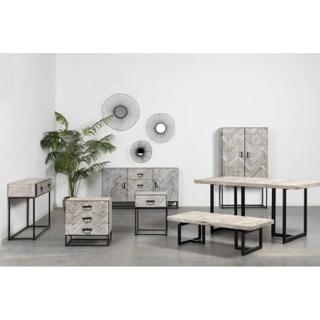 mesa comedor madera mango-metal 160x90x76 cm